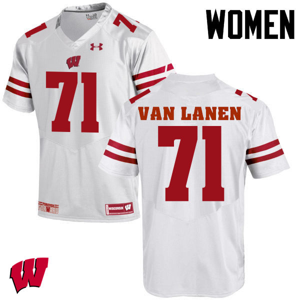 Women Wisconsin Badgers #71 Cole Van Lanen College Football Jerseys-White - Click Image to Close
